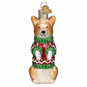 Kelley and Company Kelley and Company - Ornament - Glass Christmas Corgi